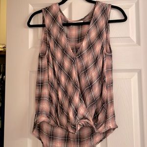 Pink, white and black plaid top (sleeveless)